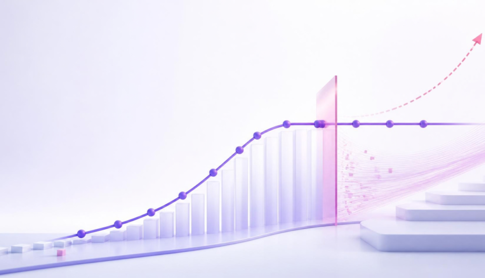 Conceptual illustration showing a company moving from product-market fit to scalable revenue growth, highlighting the gap between customer demand and a predictable go-to-market engine