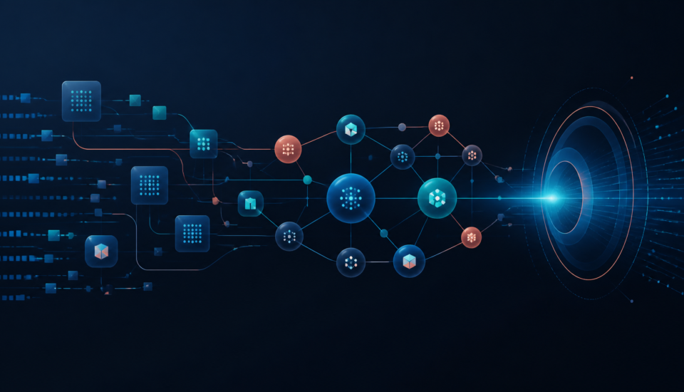 Illustration depicting the evolution of B2B Go-to-Market strategy from traditional sales funnels to integrated revenue systems connecting marketing, sales, AI and customer growth.